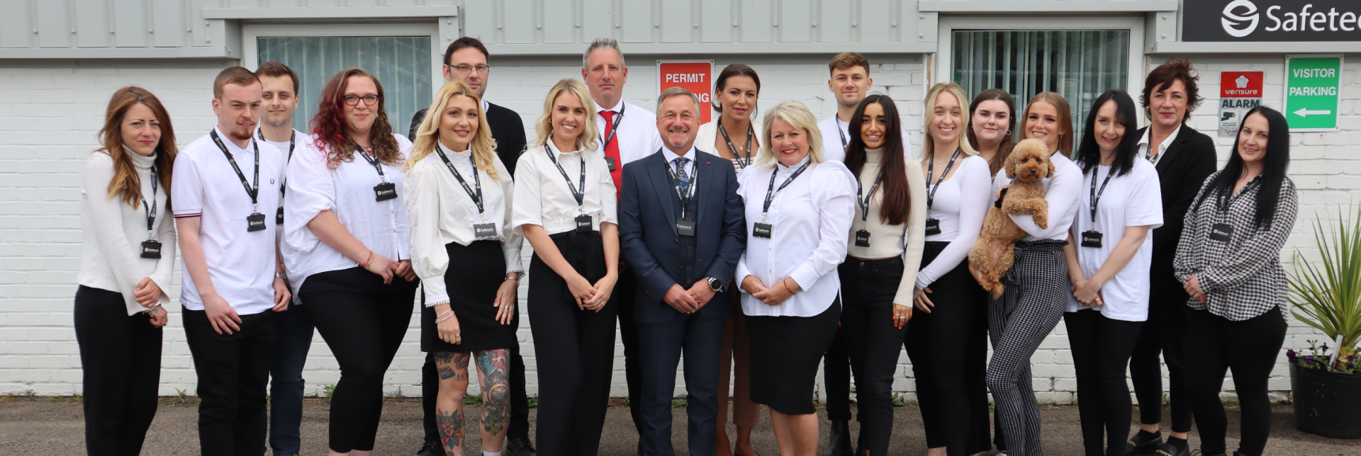 The Safetech team outside the office in Rayleigh, Essex